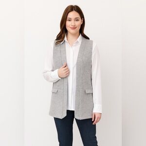 Anthropology wool gray side slit pocket vest S M